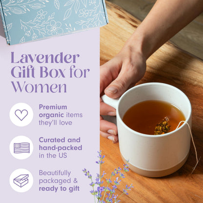 Mini Lavender Spa Gift Set Relaxation Gift Basket for Women Self Care Package with Lavender Candle Bath Bomb Soap Greeting Card & More