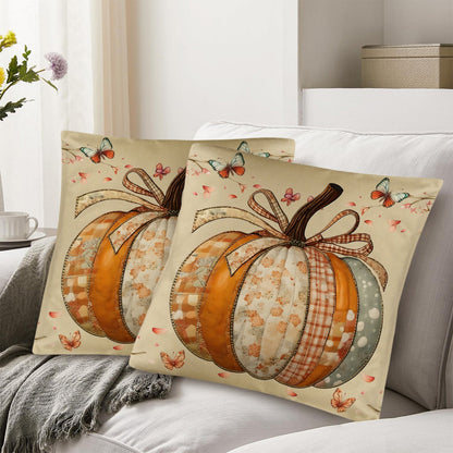Fall Patchwork Pumpkin Pillow Covers Throw Pillow Cases (Made in USA)