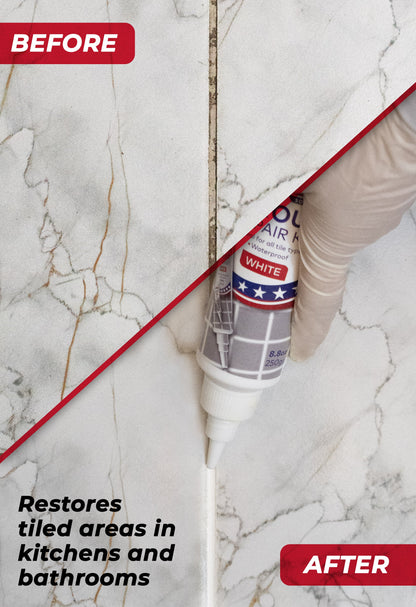 Tile Grout Repair, White 8.8 oz/250gr. Fast Drying Grout Repair Kit