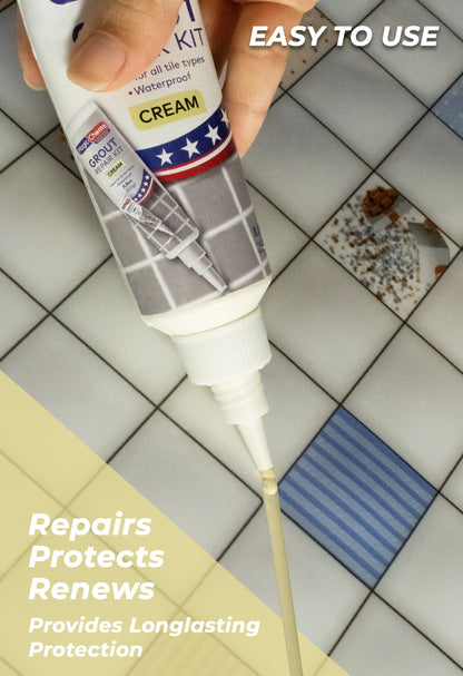 Tile Grout Repair, Cream 8.8 oz/250gr. Fast Drying Grout Repair Kit