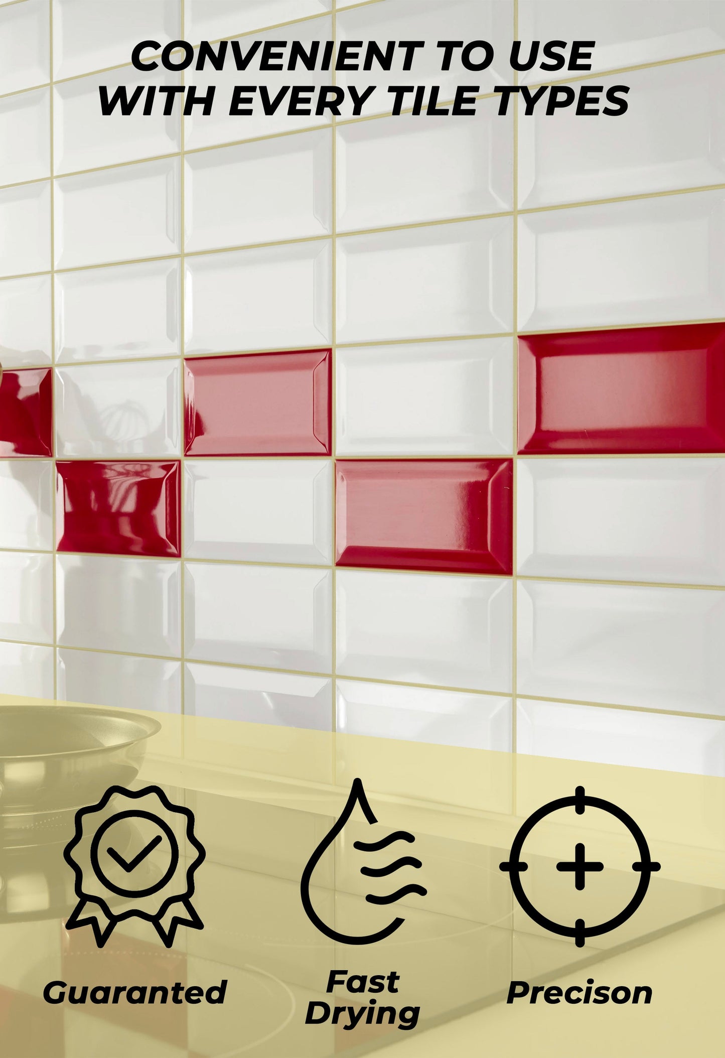 Tile Grout Repair, Cream 8.8 oz/250gr. Fast Drying Grout Repair Kit