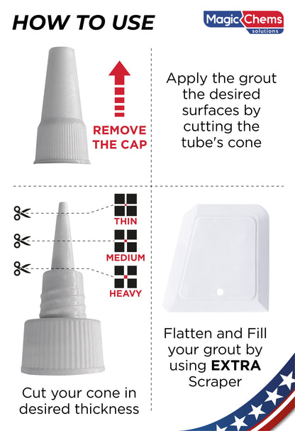 Tile Grout Repair, White 8.8 oz/250gr. Fast Drying Grout Repair Kit