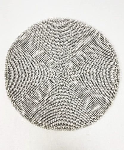 Fennco Styles Handmade Crochet Farmhouse Placemats 14-inch Round, Set of 4 - Decorative Table Mats for Home Décor, Dining Table, Banquets and Special Events