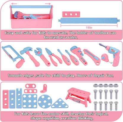 Constructive Kids STEM Building Tool Set Pink Edition