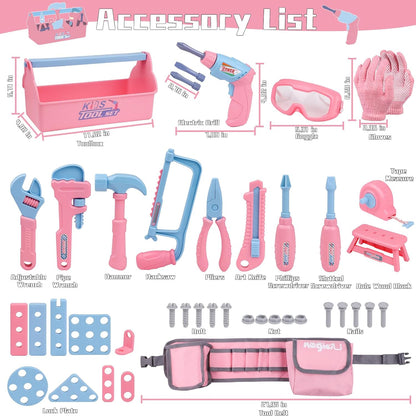 Constructive Kids STEM Building Tool Set Pink Edition