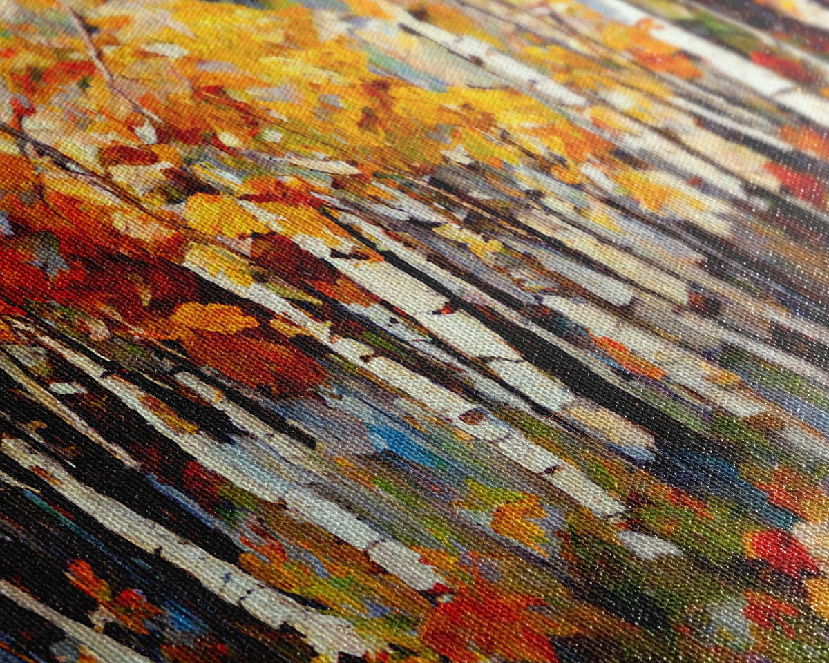 Large Birch Trees Canvas Print Boho Wall Decor Autumn Birch Forest Landscape Art Silver Birch Trees Wall Decor Abstract Wall Art Fall