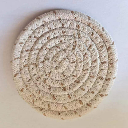 Cotton thread placemat hand woven insulation mat bowl mat cup mat thickened and simple cotton linen table mat