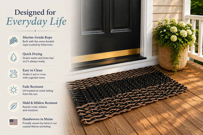 Black, Brown & Tan 5-Stripe Lobster Rope Doormat