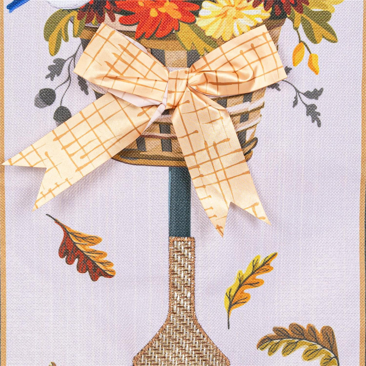Fall Garden Rake & Mums 2 Sided Long Garden Flag