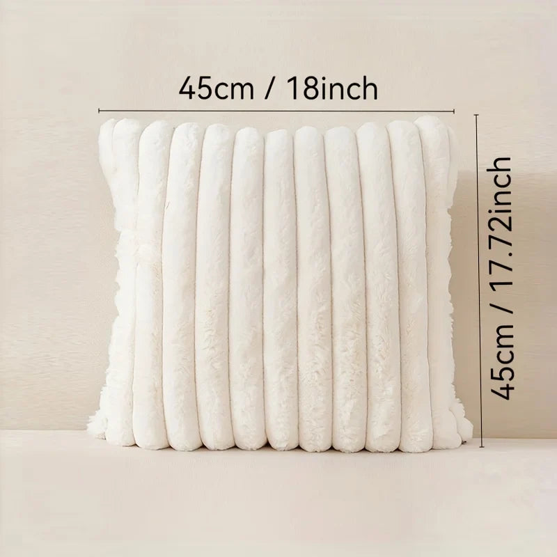 1pc  Plush Decorative Throw Pillow Cover Fuzzy Striped Soft Throw Pillow Covers Cushion Covers for Sofa living room Bedroom