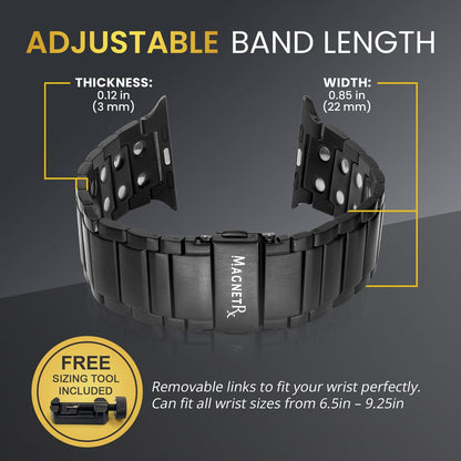 Magnetic Therapy Apple Watch Band Black Stainless Steel