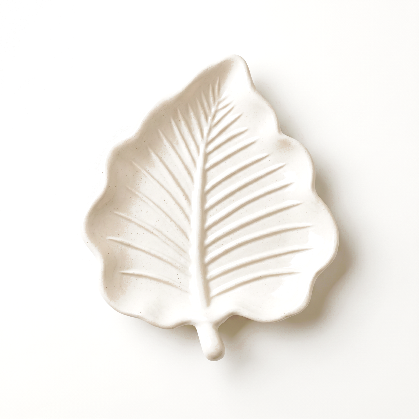 Elm Leaf Decorative Tray, Gypsum White 6"
