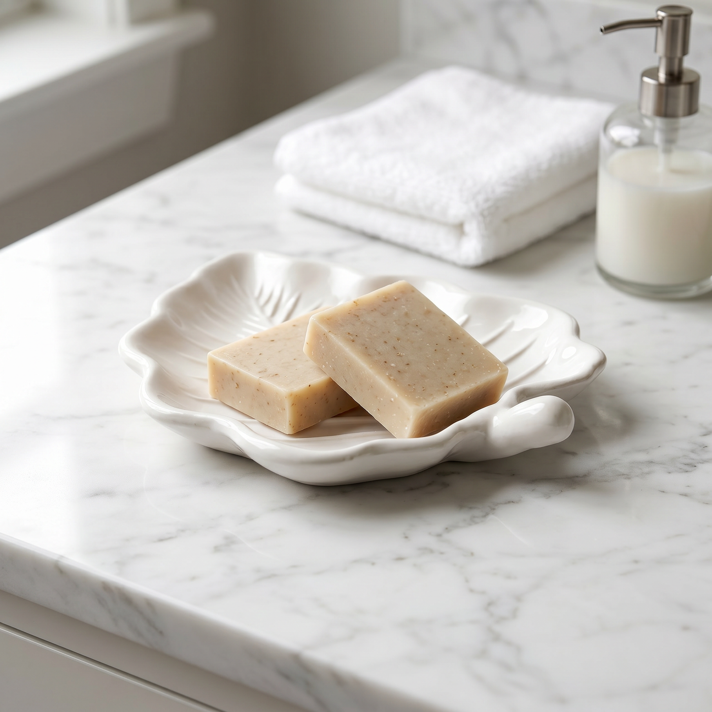 Elm Leaf Decorative Tray, Gypsum White 6"